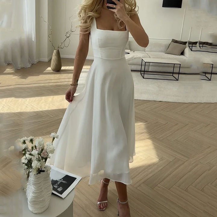 A Line Midi Dress - White