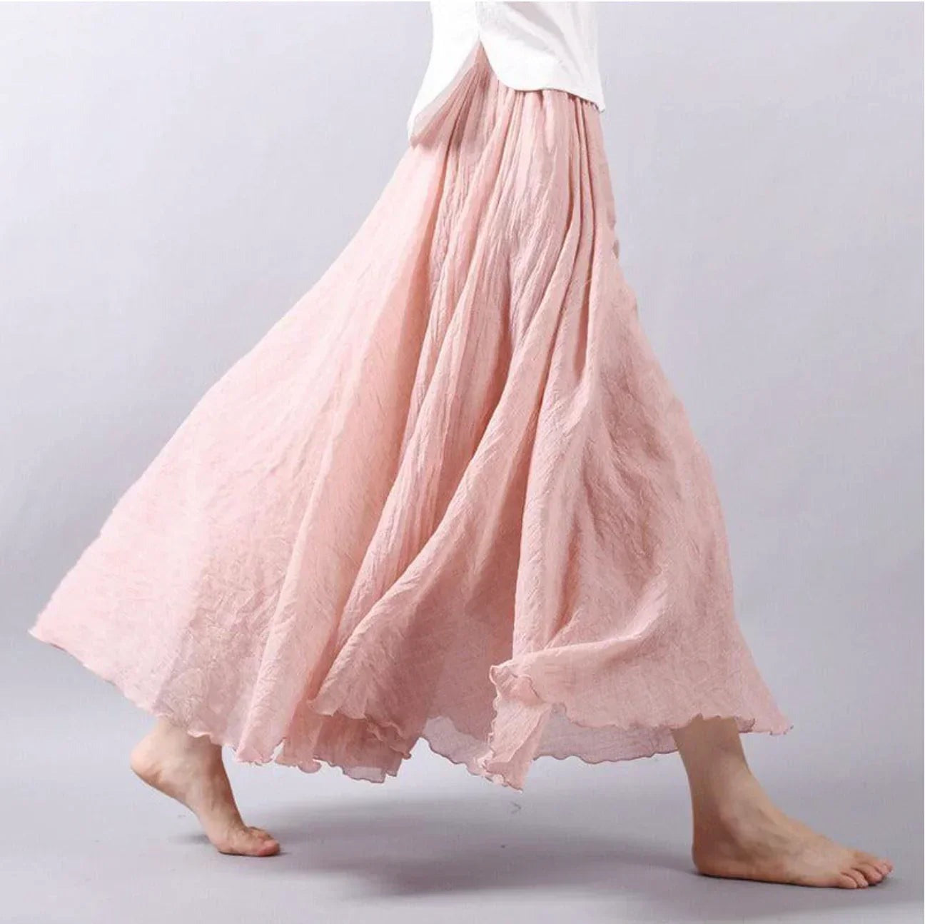 A Line Pleated Maxi Skirt - Rosa
