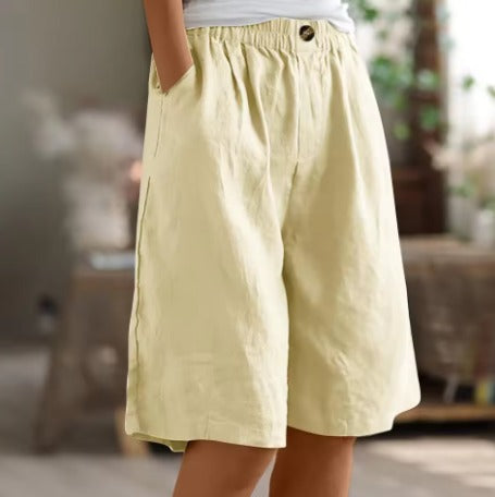 Baggy Knee Length Shorts - Beige