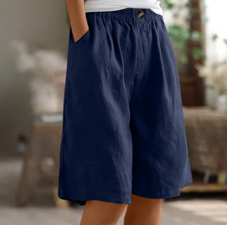 Baggy Knee Length Shorts - Navy Blue