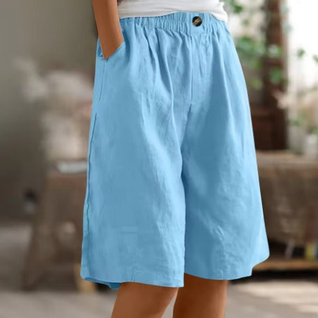 Baggy Knee Length Shorts - Sky Blue