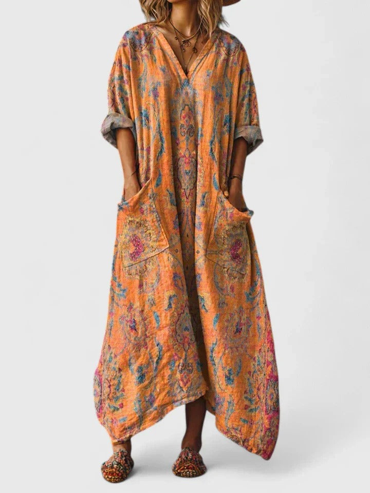 Boho Kaftan Maxi Dress - Orange