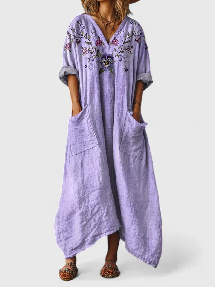 Boho Kaftan Maxi Dress - Purple