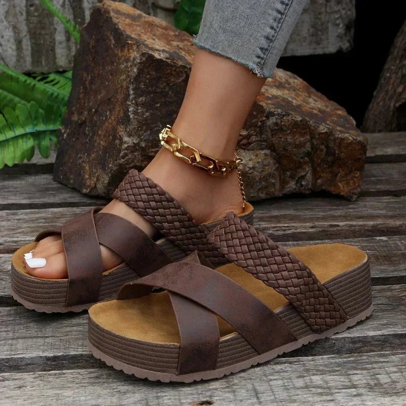 Braided Platform Slide Sandals