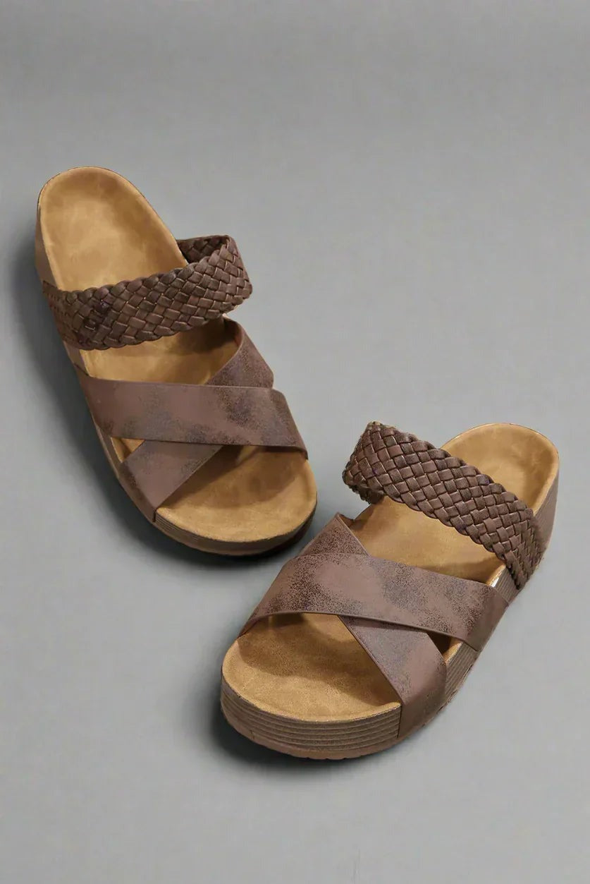 Braided Platform Slide Sandals