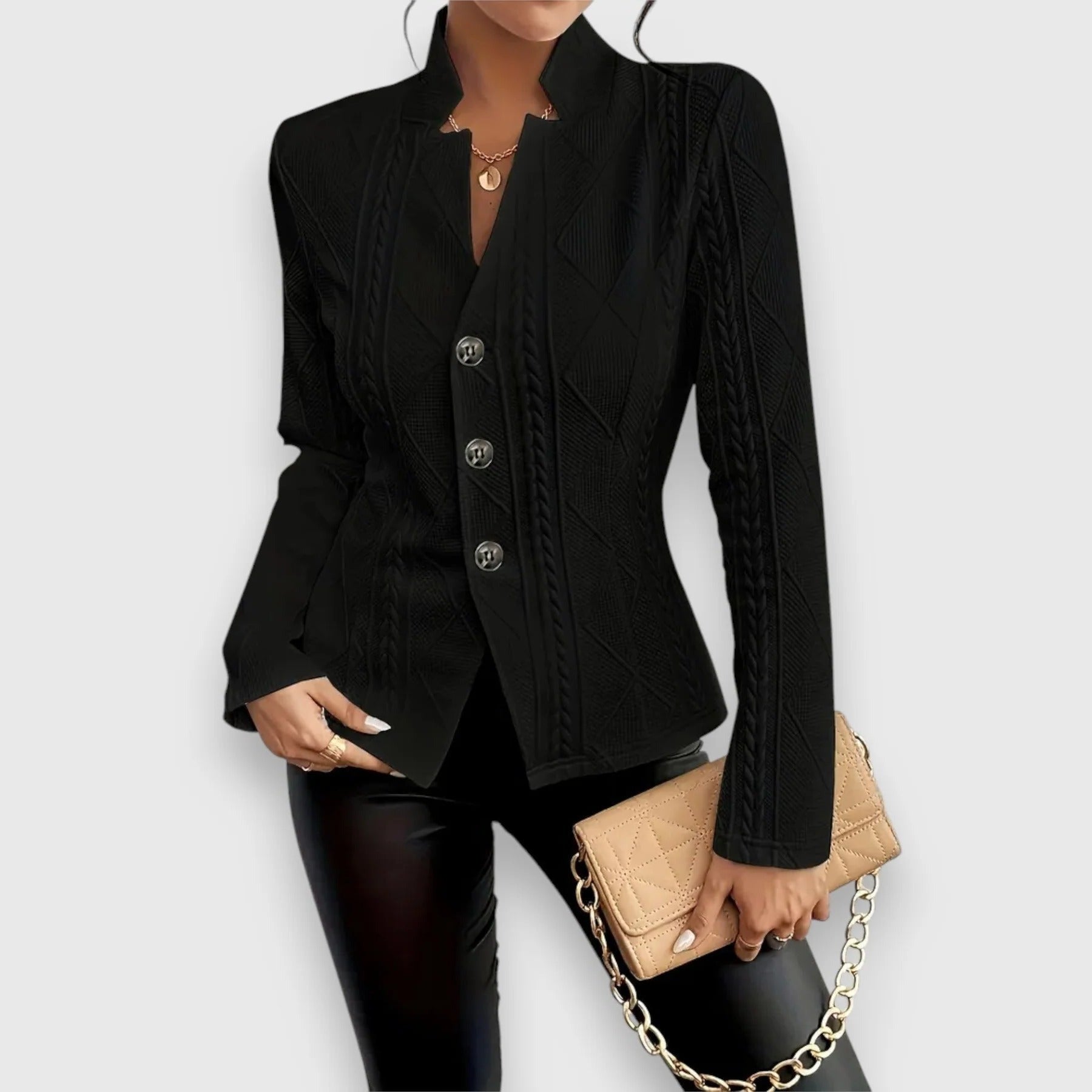 Cable Knit Jacket - Black