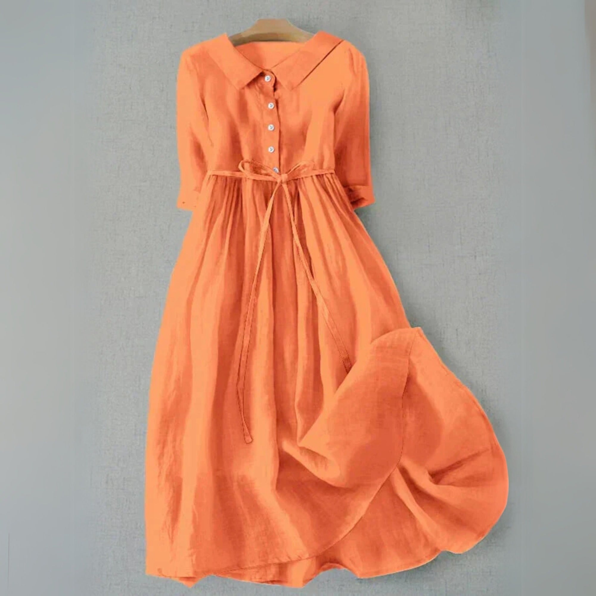Casual A Line Shirt Dress - Orange