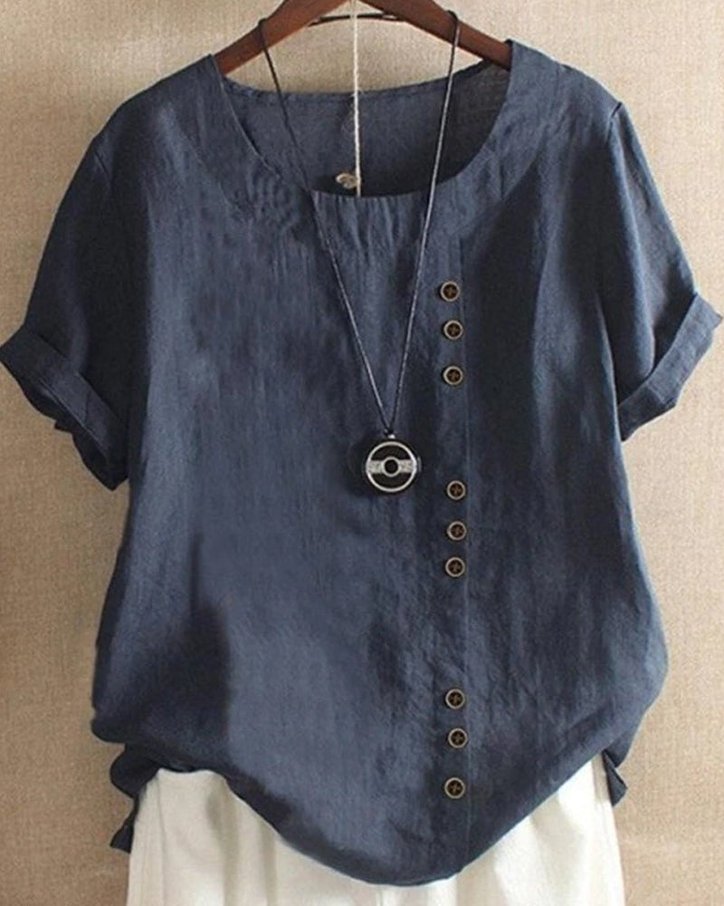 Casual Short Sleeve Top - Navy