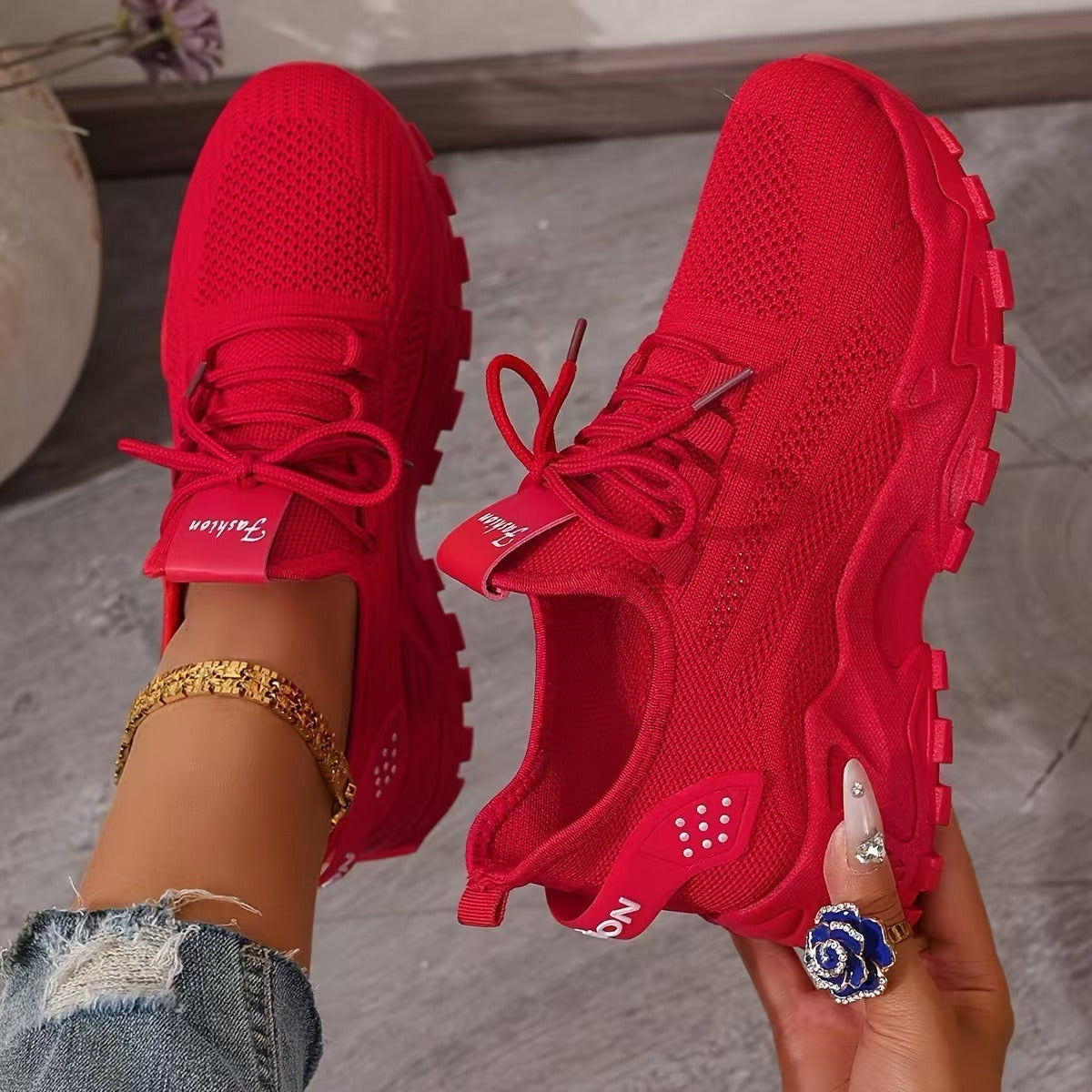 Chunky Platform Sneakers - Red