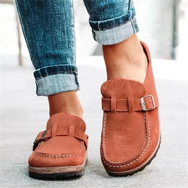 Chunky Suede Loafers - Orange