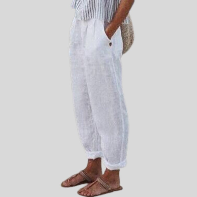 Cropped Tapered Pants - White