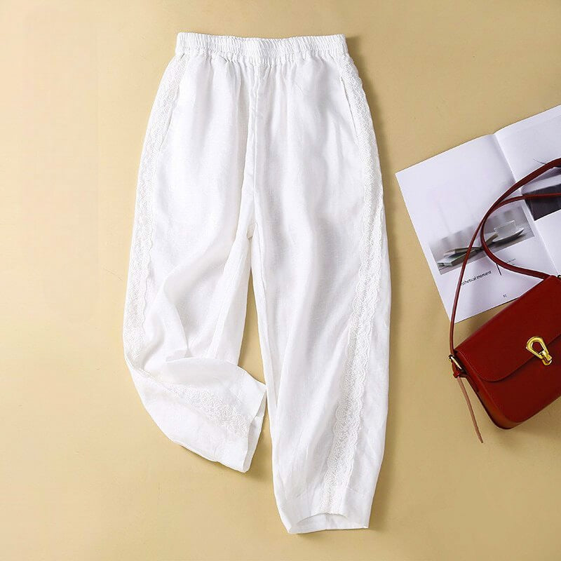 Cropped Tapered Pants - White