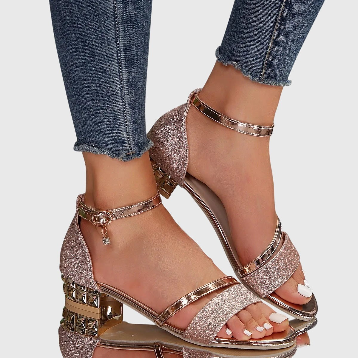 Embellished Block Heel Sandals