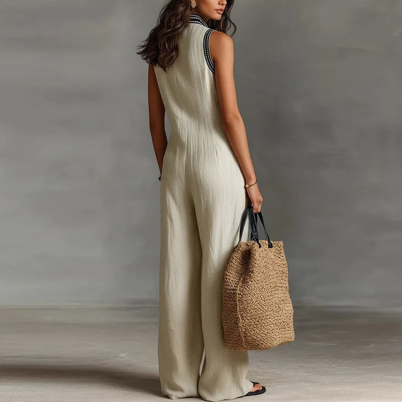 Embroidered Wide Leg Jumpsuit