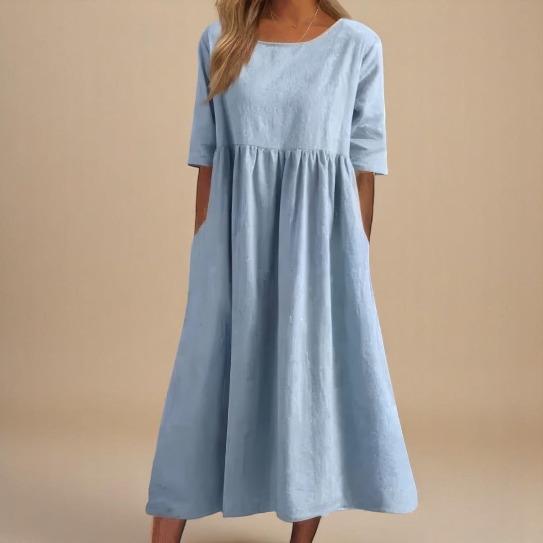 Empire Waist Midi Dress - Light Blue