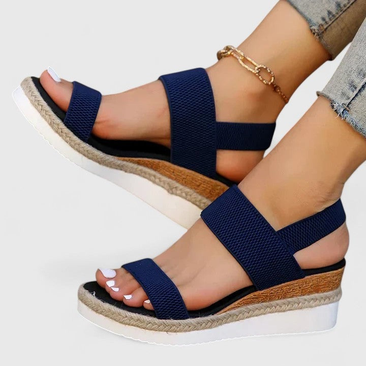 Espadrille Wedge Platform Sandals - Blue