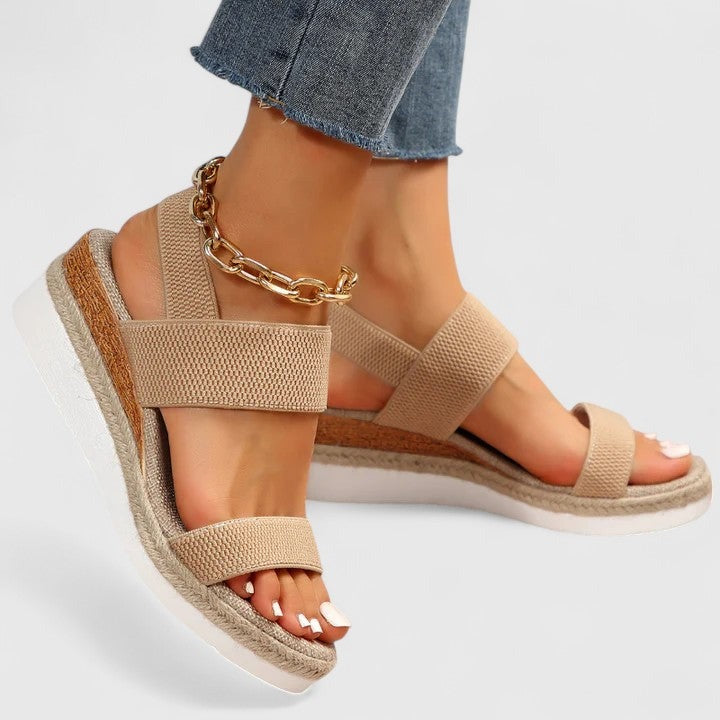 Espadrille Wedge Platform Sandals - Brown