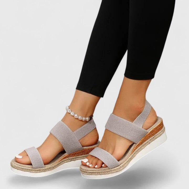 Espadrille Wedge Platform Sandals - Gray