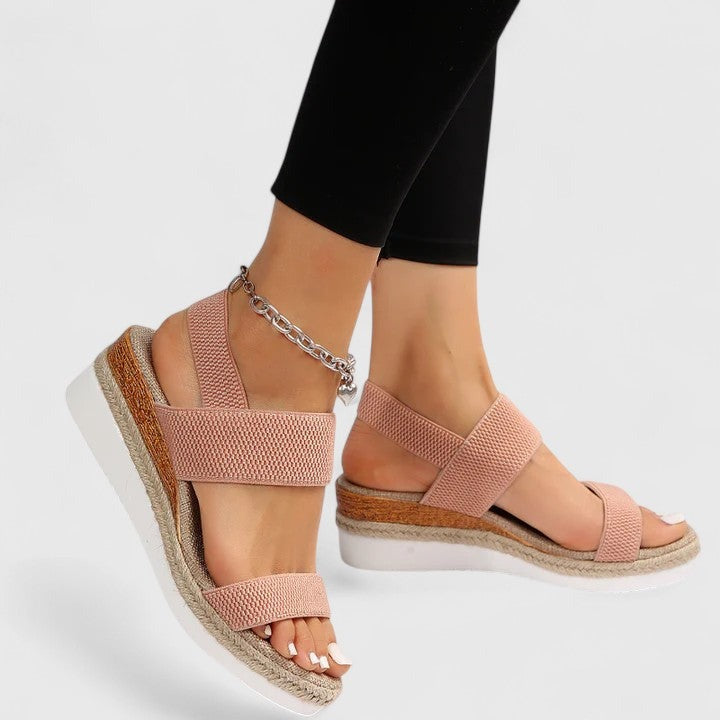 Espadrille Wedge Platform Sandals - Pink