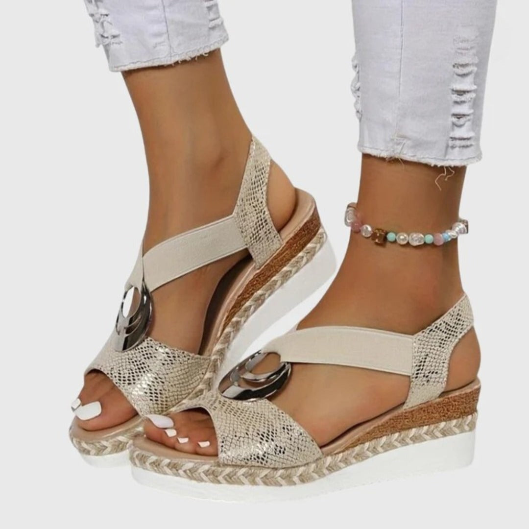 Espadrille Wedge Sandals - Beige 1