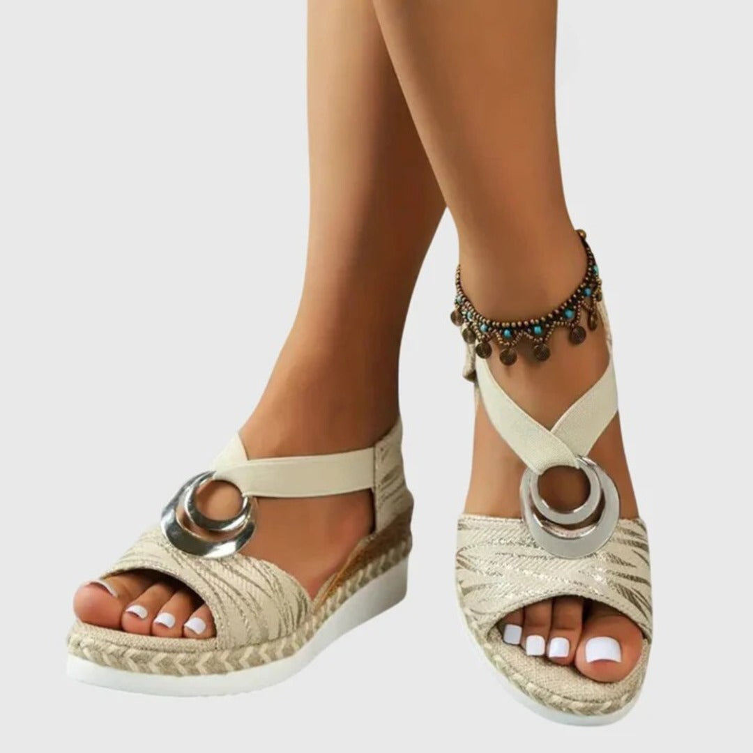 Espadrille Wedge Sandals - Beige 2