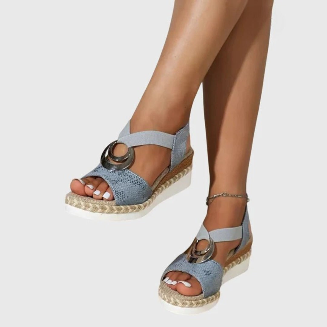 Espadrille Wedge Sandals - Blue
