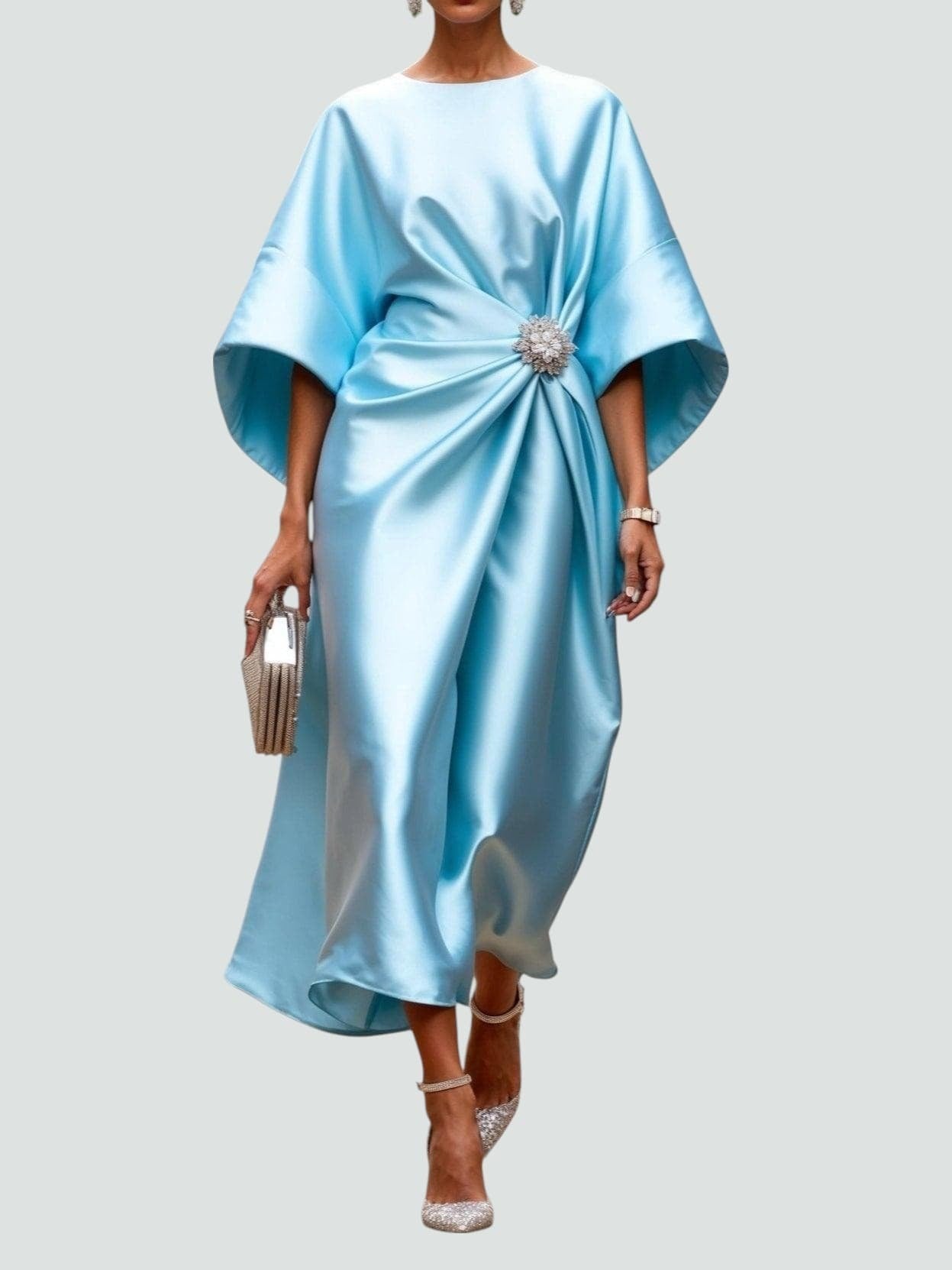 Evening Formal Midi Dress - Turquoise