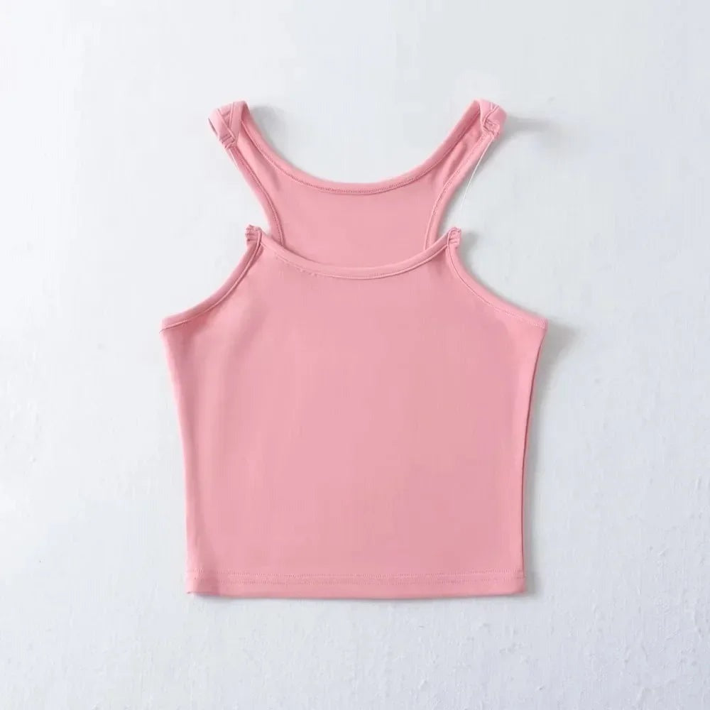 Fitted Cropped Tank Top - Pink