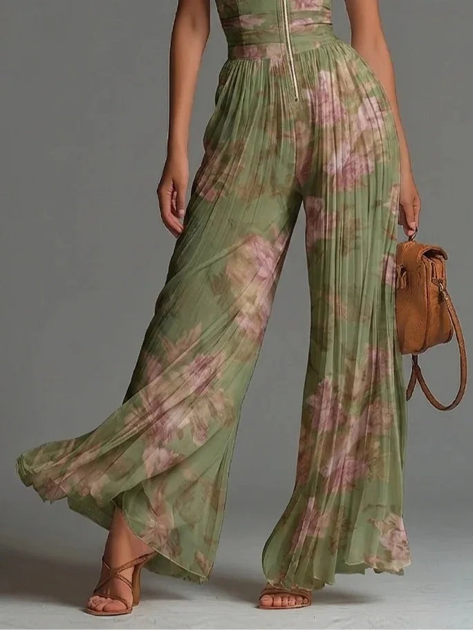 Floral Halter Wide Leg Jumpsuit