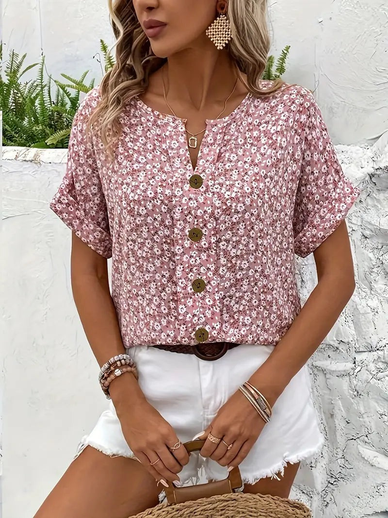 Floral Short Sleeve Blouse