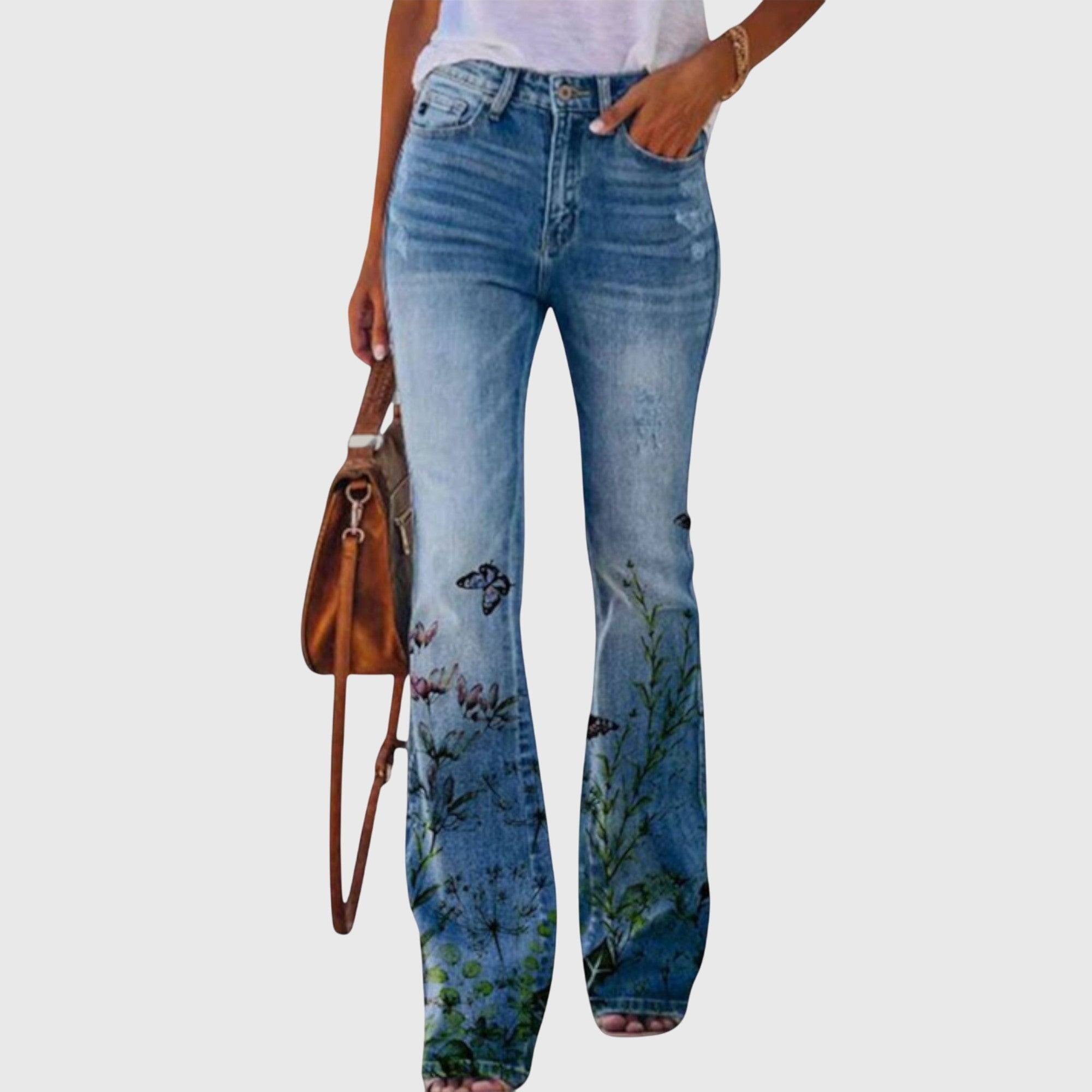Floral Skinny Jeans - Black Butterfly