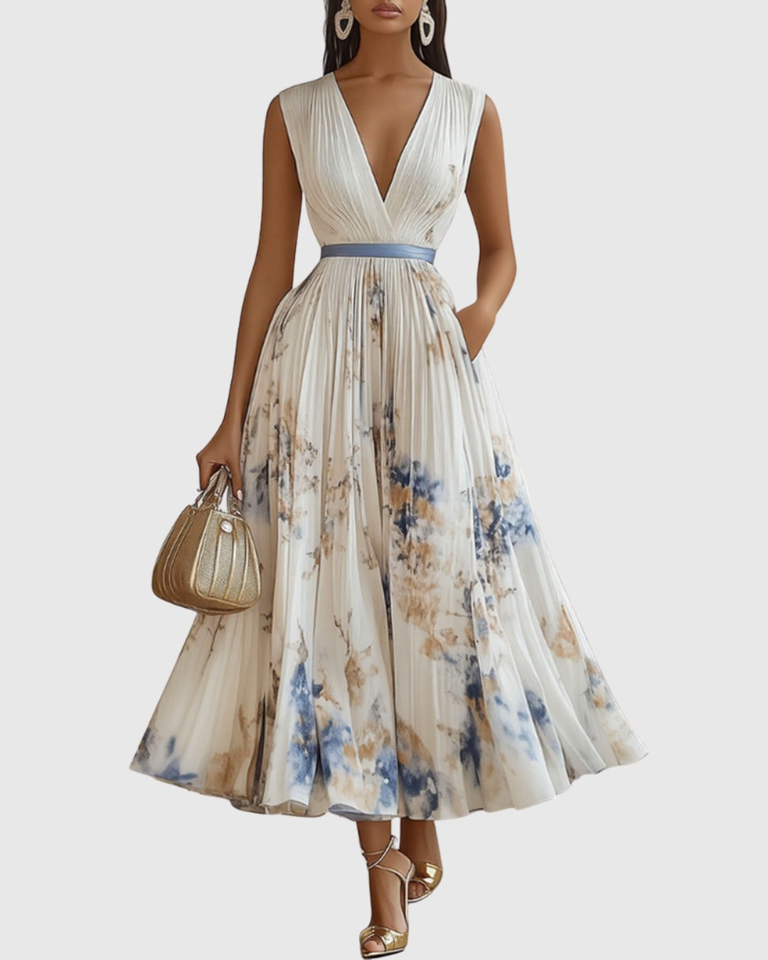 Floral Wedding Guest Midi Dress - White
