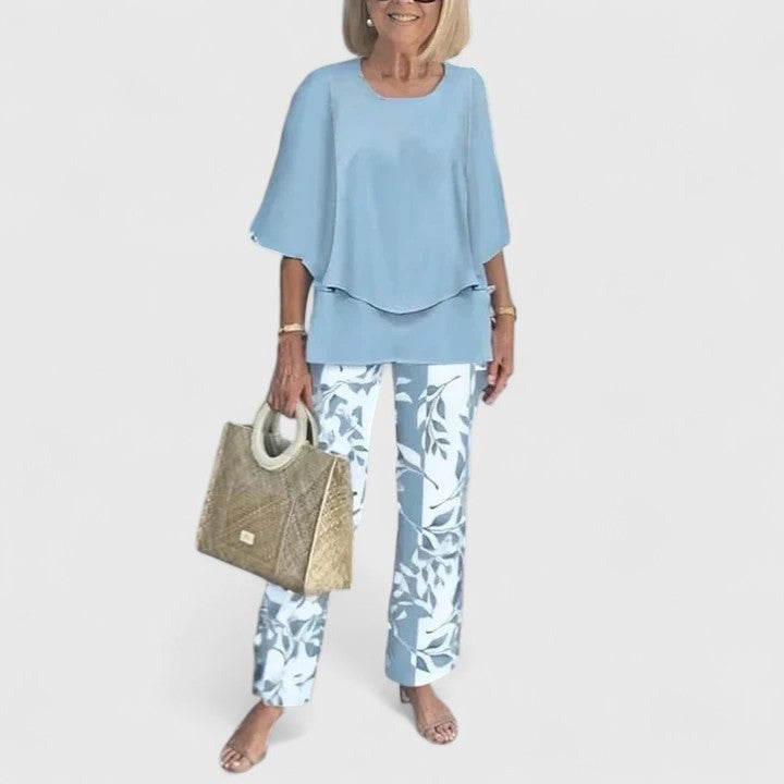 Floral Wide Leg Pants Two Piece Set - 02