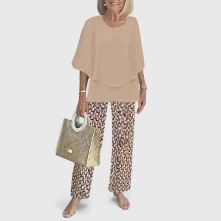 Floral Wide Leg Pants Two Piece Set - 07