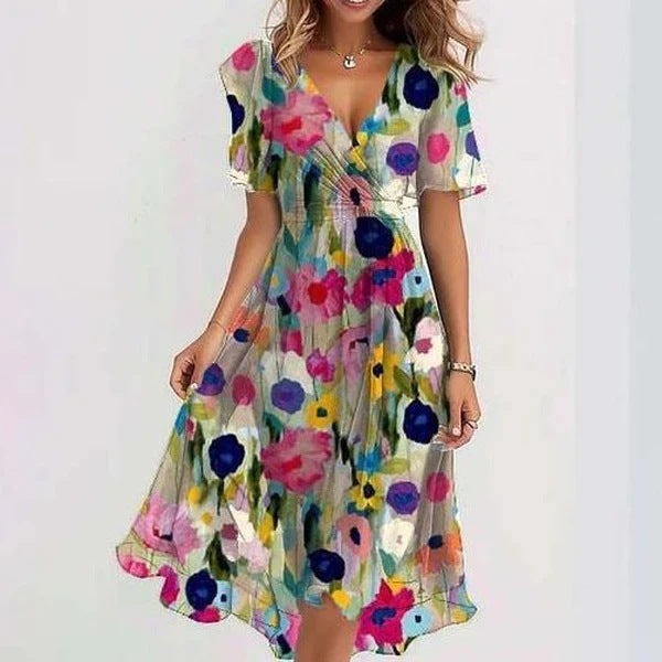 Floral Wrap Midi Dress - Floral