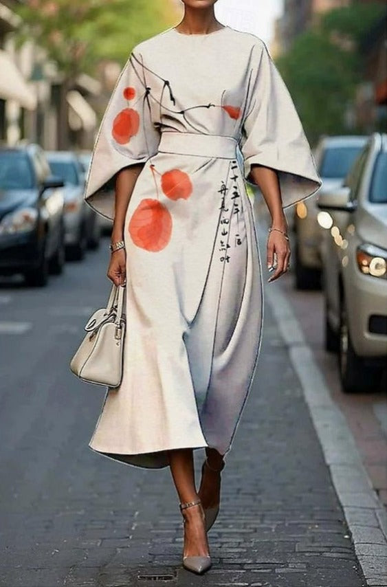 Floral Wrap Midi Dress - Off White