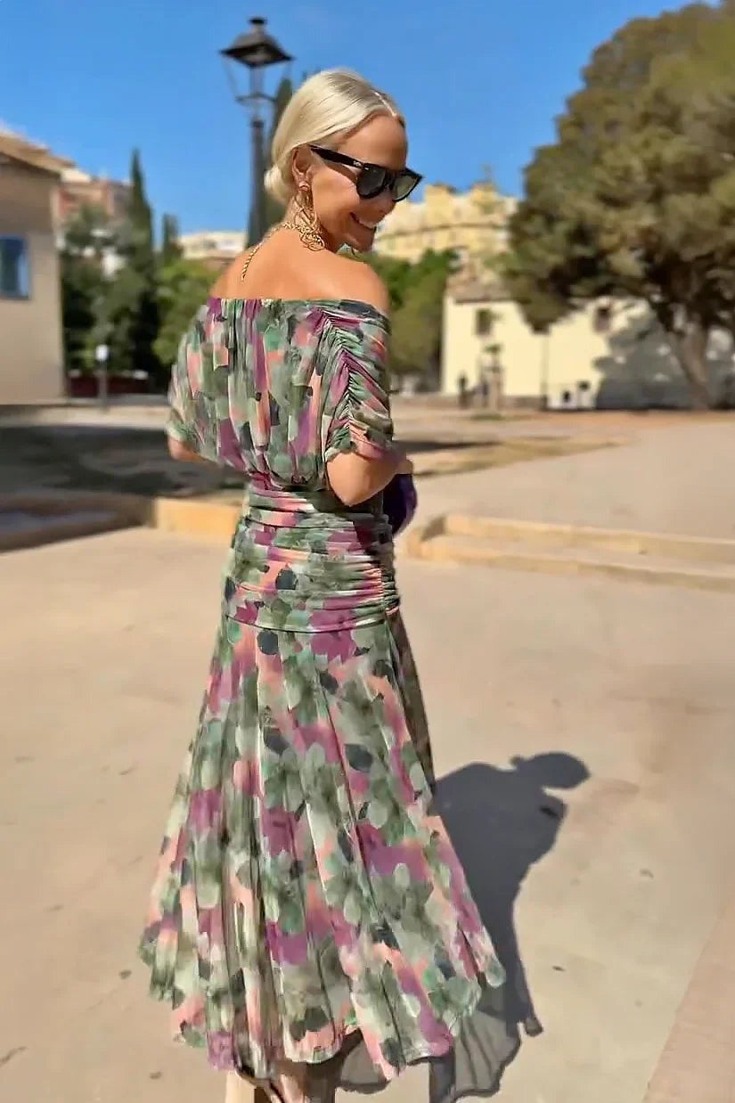 Formal Off Shoulder Midi Dress