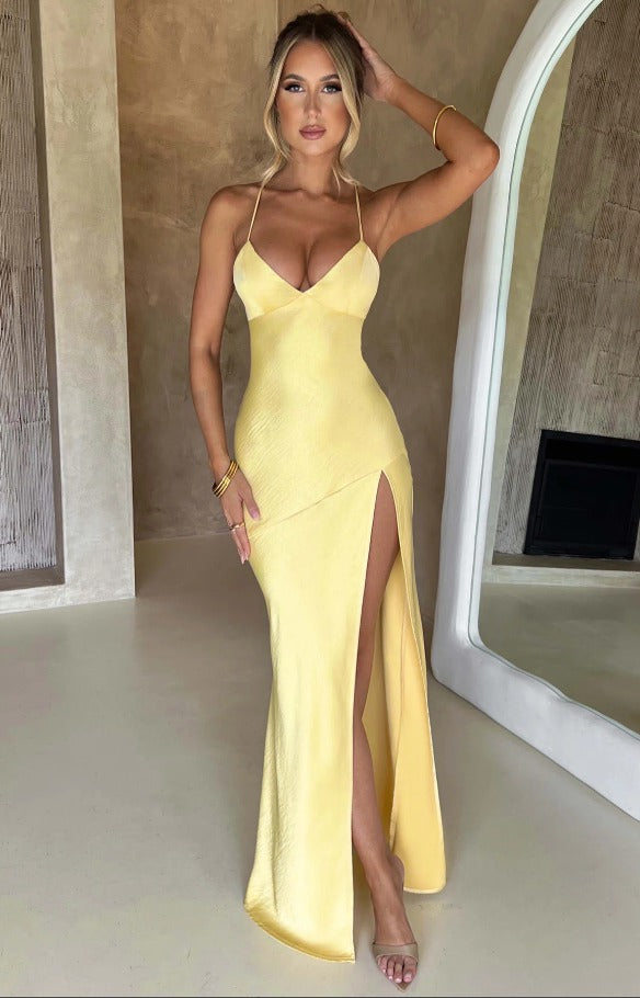 Formal Slip Maxi Dress - Yellow