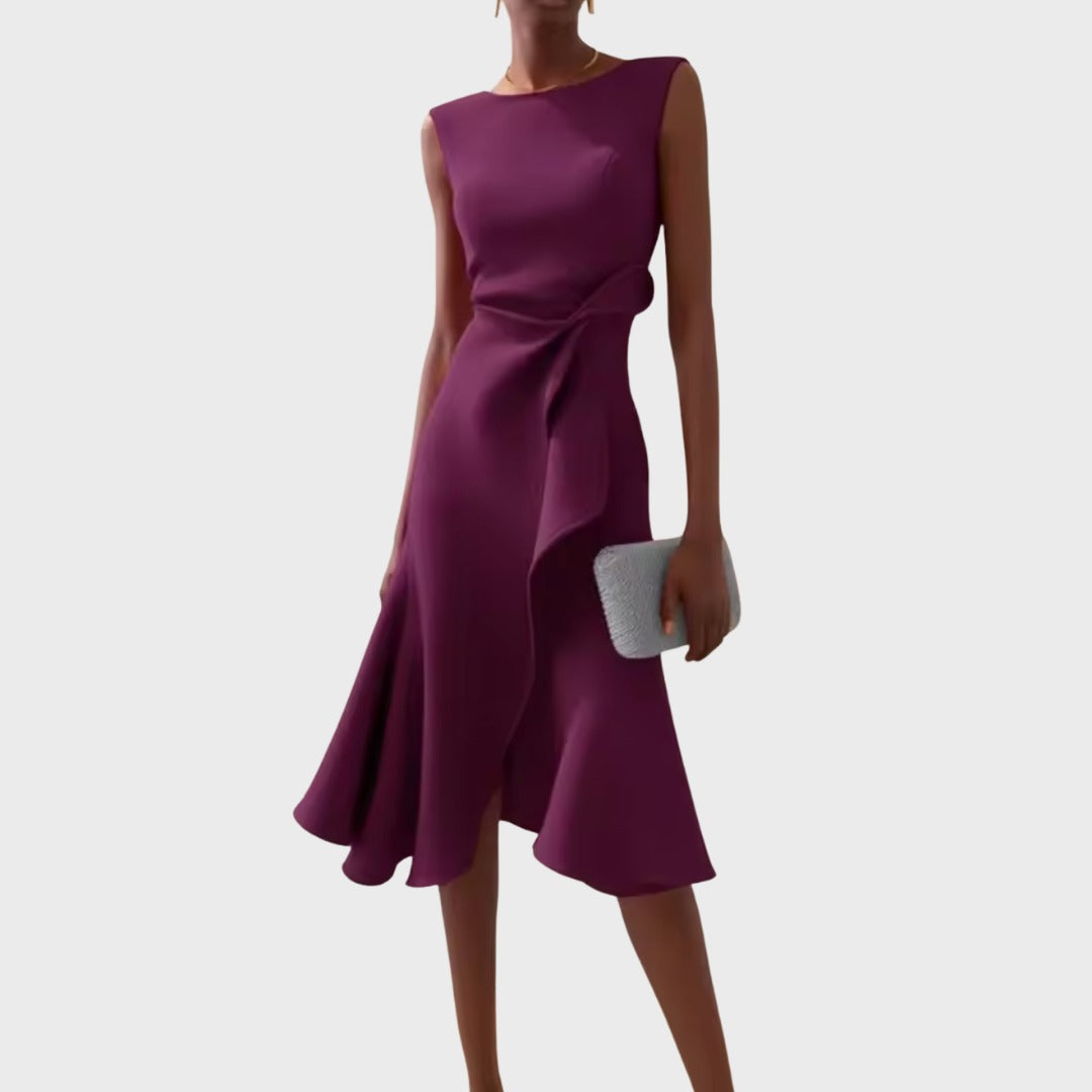 Formal Wedding Guest Midi Dress - Purple