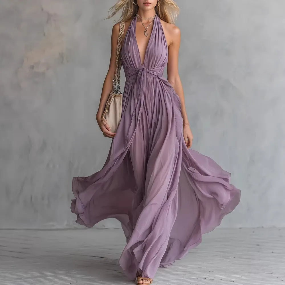 Grecian Goddess Maxi Dress - Purple