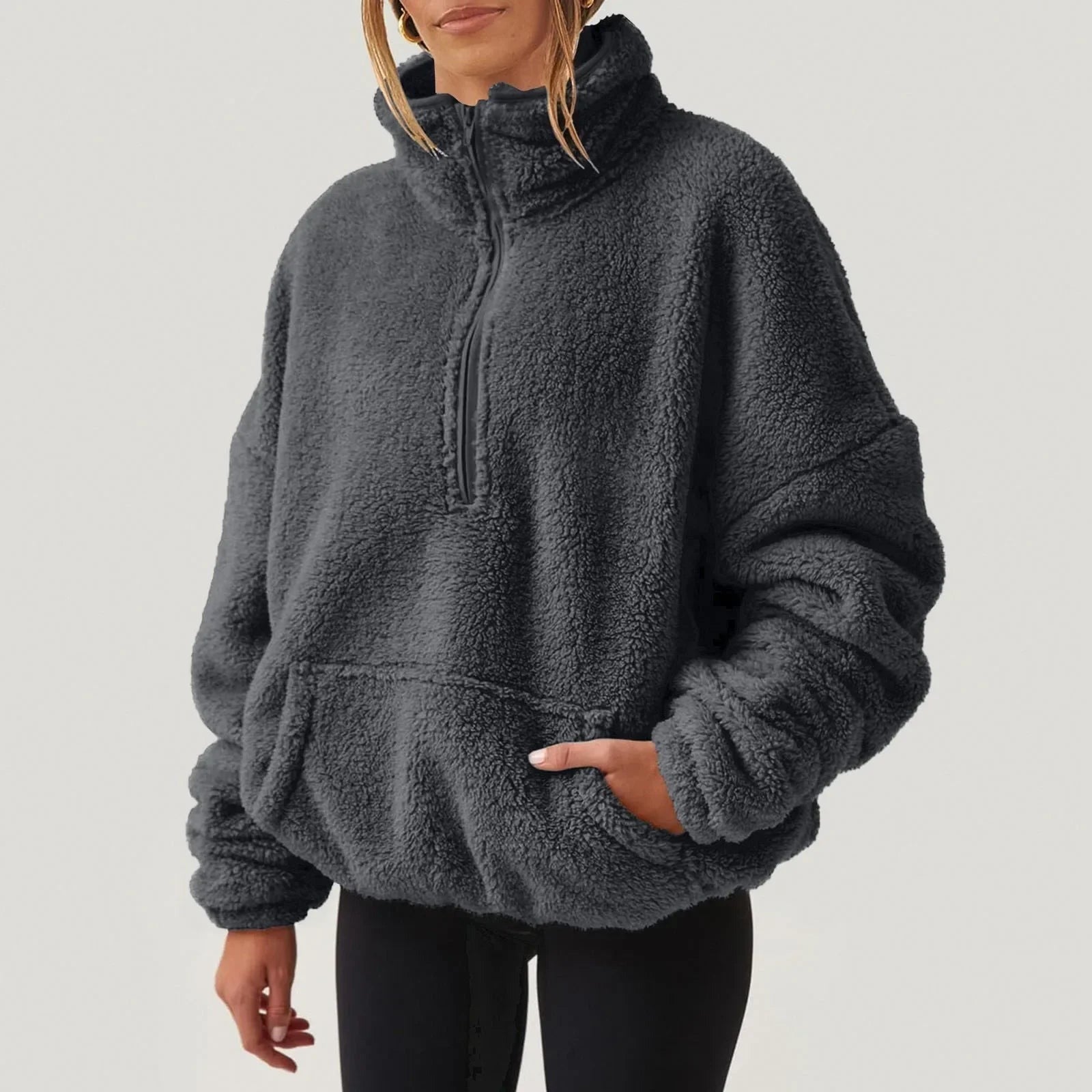 Half Zip Knit Sweater - Grey