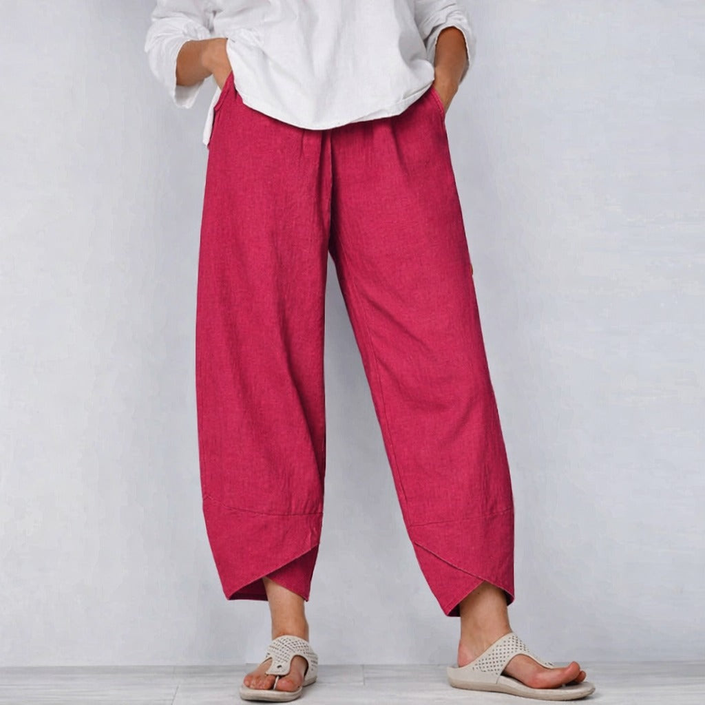 High Waisted Barrel Pants - Red