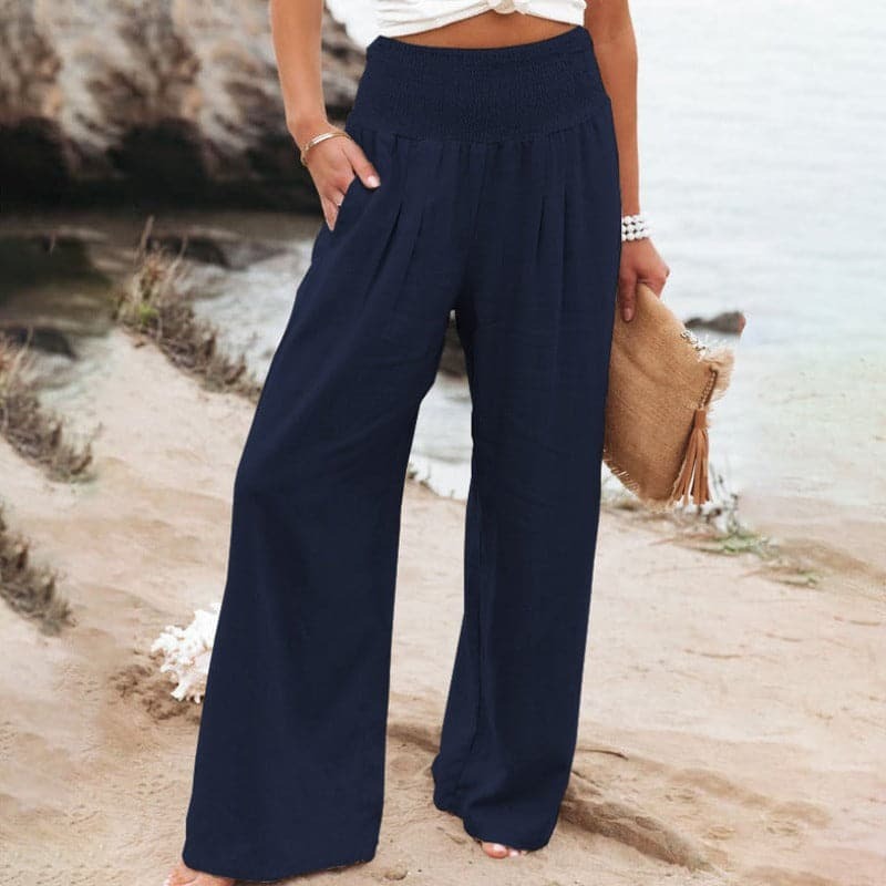 High Waisted Palazzo Pants - Blue