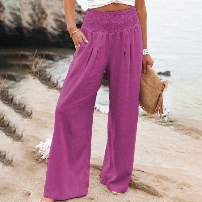 High Waisted Palazzo Pants - Pink