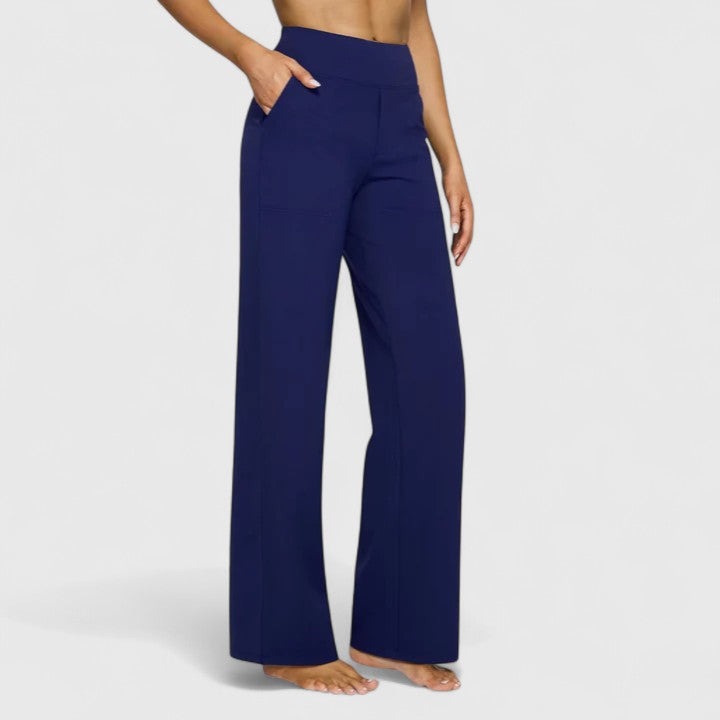 High Waisted Wide Leg Pants - Blue