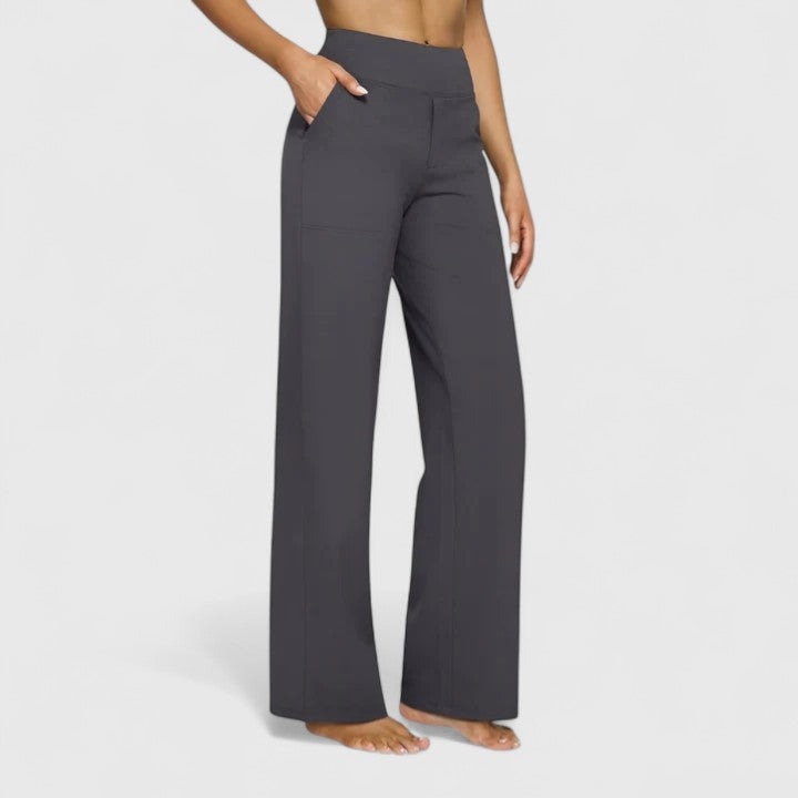 High Waisted Wide Leg Pants - Gray