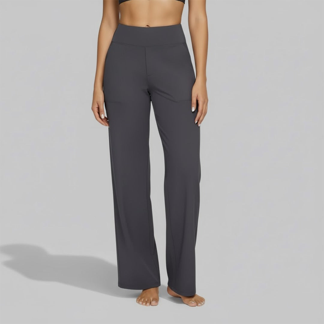 High Waisted Wide Leg Pants - Grey