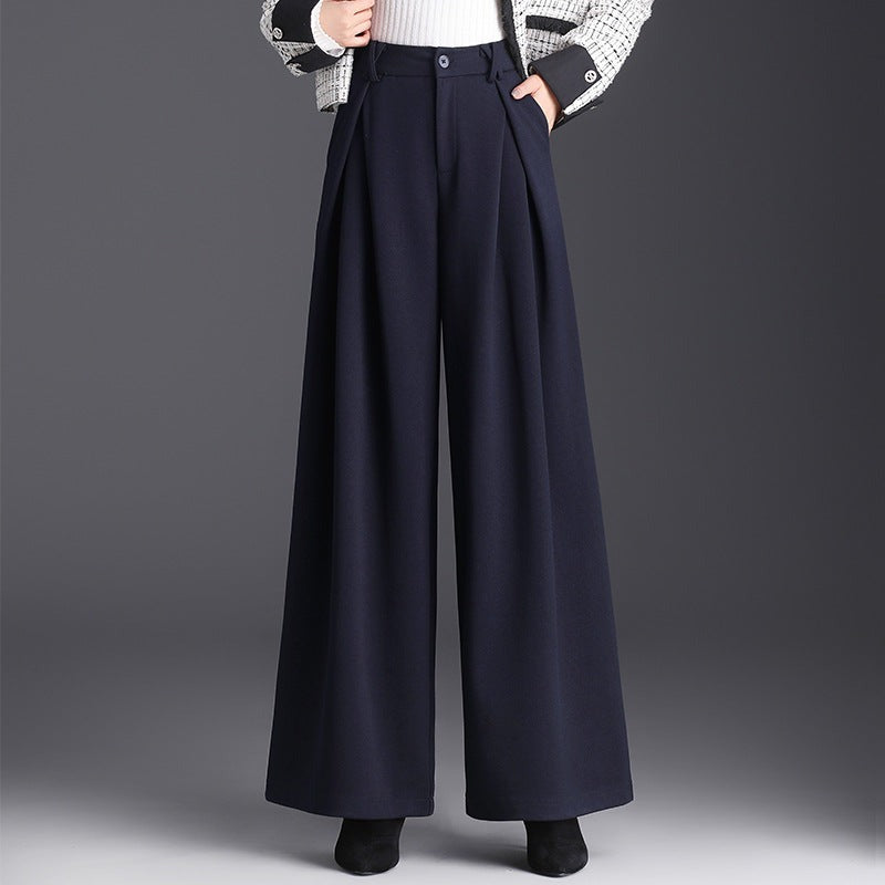 High Waisted Wide Leg Pants - Navy Blue