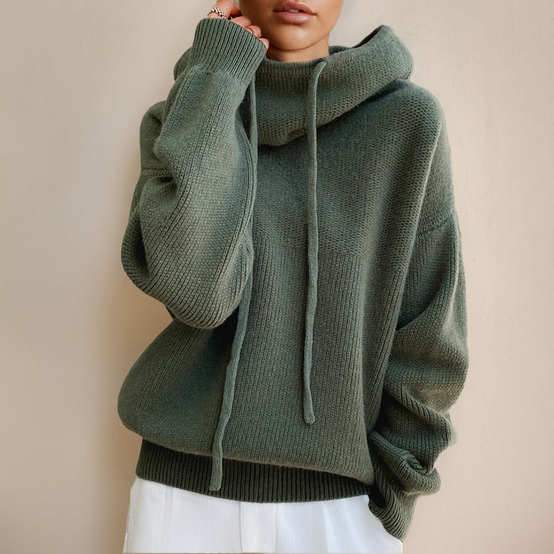 Hooded Knit Sweater - Green