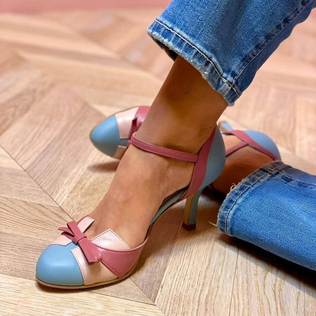 Kitten Heel Slingback Pumps - Sky Blue